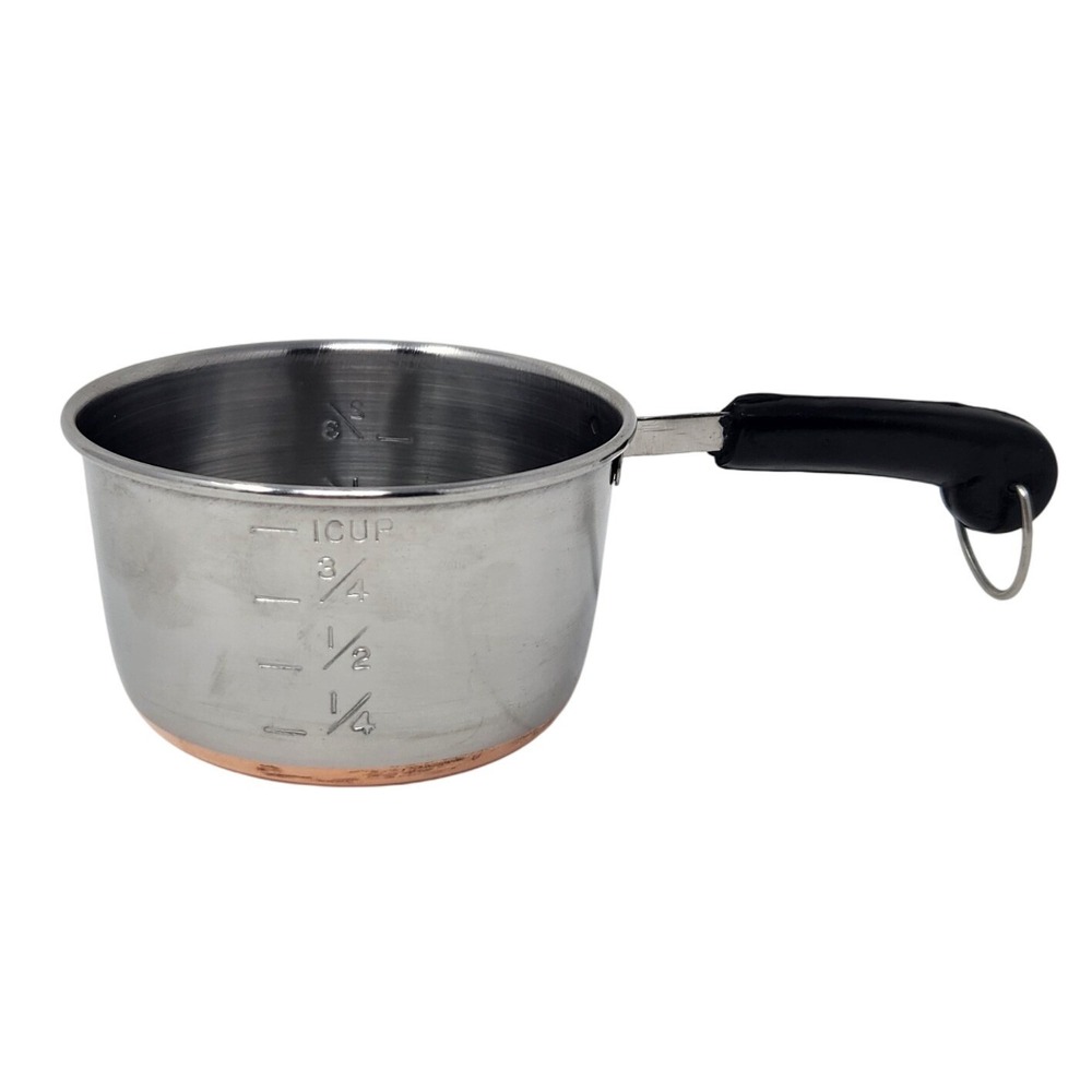 Vintage Copper Bottom Pan 1 cup Measuring Cup
